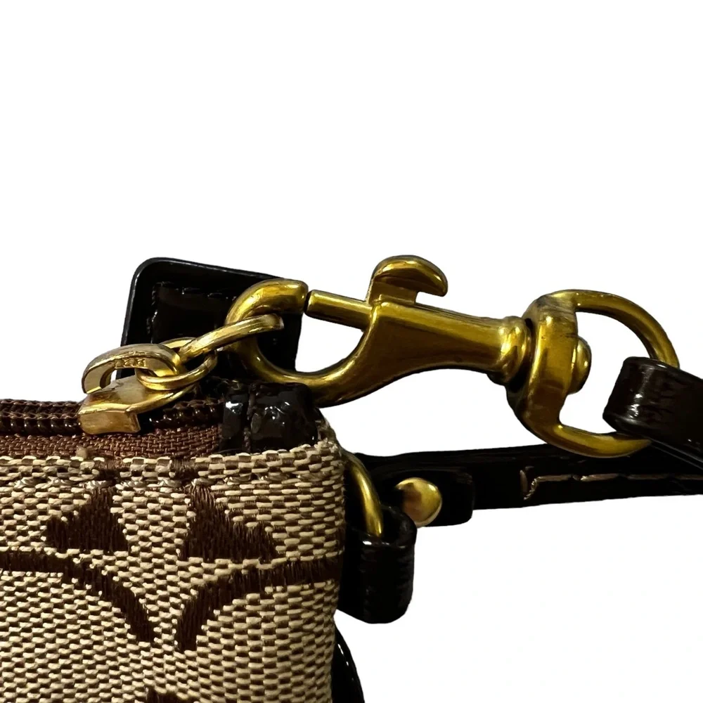 Coach Wristlet Dark Brown Logo